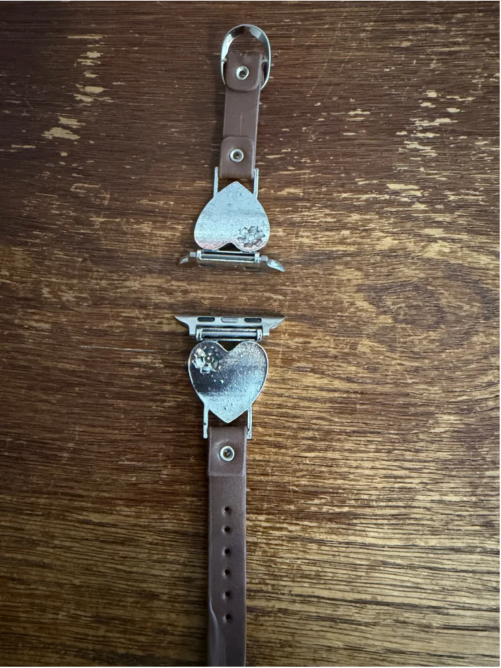 Western Apple Watch Band Brown Leather Silver Heart Concho Rhinestone Unused